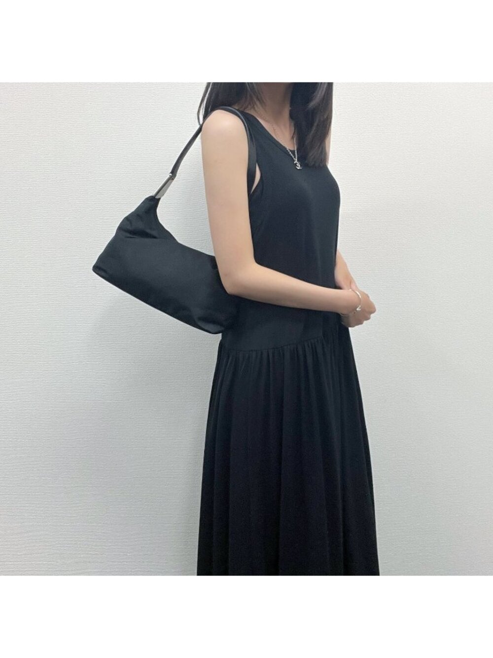 Prada Tessuto Nylon Shoulder Bag Black Vintage